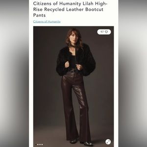 Citizens of Humanity Lilah High Rise Recycled Leather Bootcut Pants size 29
